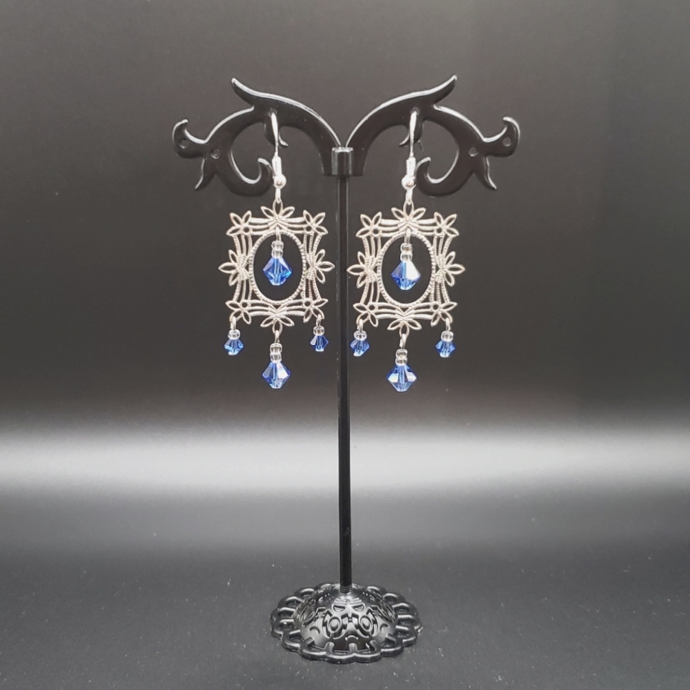Swarovski & Sterling Filigree Earrings